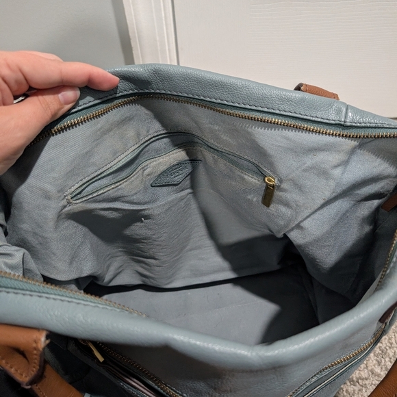 Fossil Blue Gray Fiona Tote with Brown Accents - Picture 10 of 14